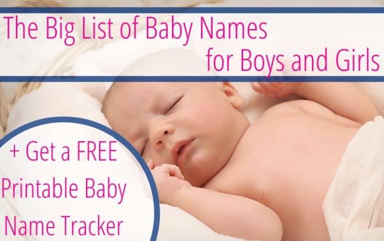 The Big List of Baby Names for Girls & Boys (+ FREE printable baby name tracker)!!
