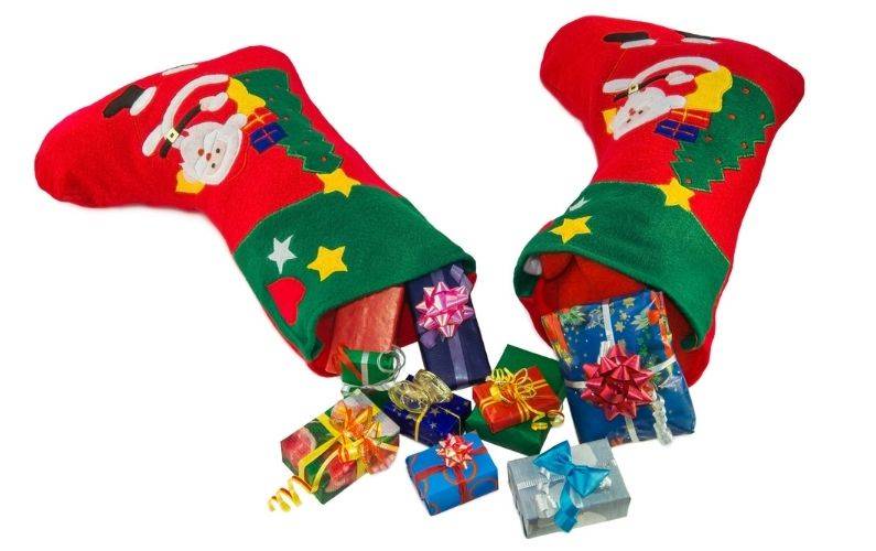 christmas stocking with presents inside