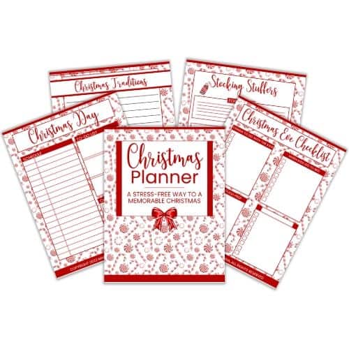 red and white printable christmas planner mock up