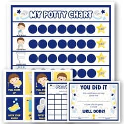 mock up photo of a blue potty training chart for boys