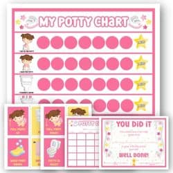 mock up photo of pink potty training chart for girls
