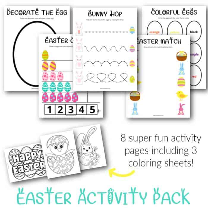 mockup photo of sheets in Easter activity pack