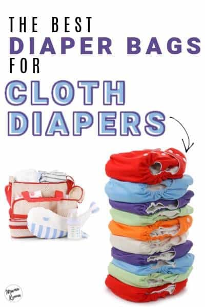 tote diaper bag with stack of cloth diapers