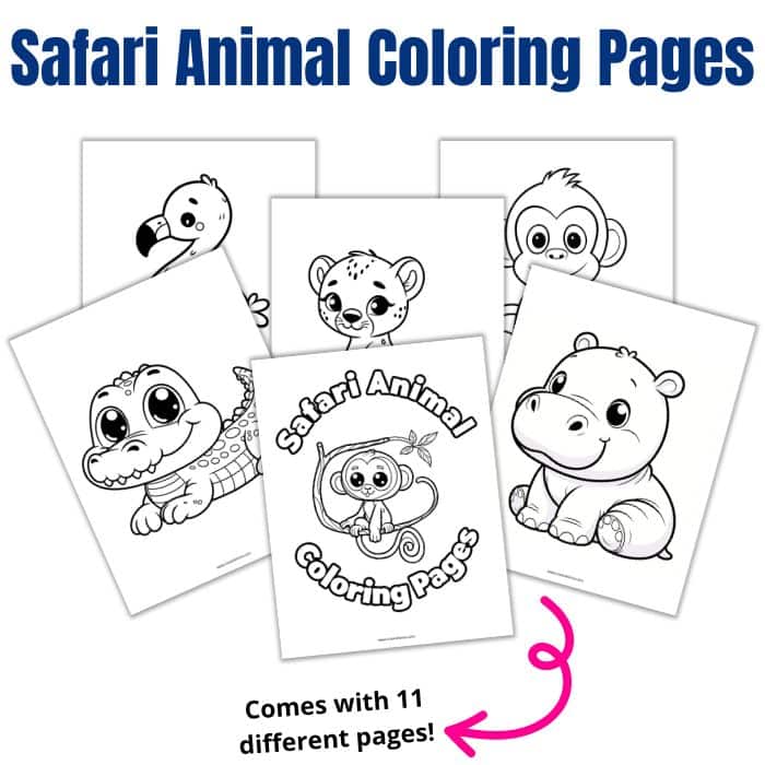 animal coloring pages with blue text saying safari animal coloring pages